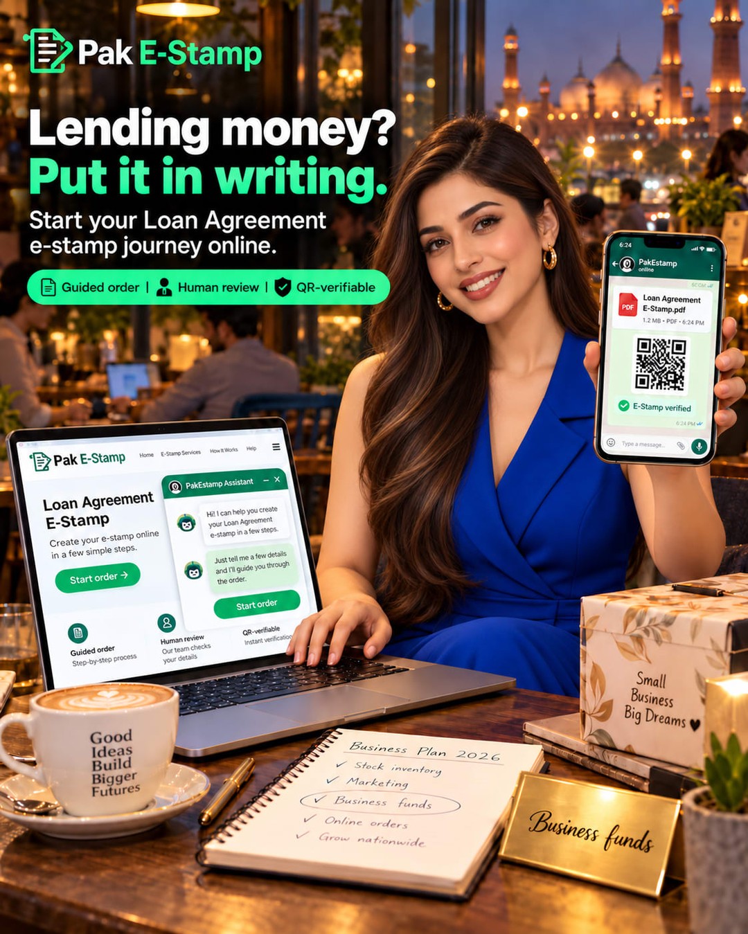 Lending money for a business, stock, tuition or a personal need? Put the terms in writing. 💼📄
PakEstamp helps you begin